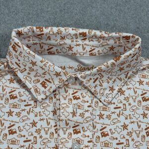 Texas Standard Polo Shirt Mens L Orange Traditions Casual Short Sleeve Stretch